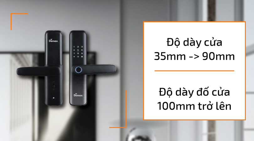 Demax EL268 BN APP Wifi - Độ dày cửa